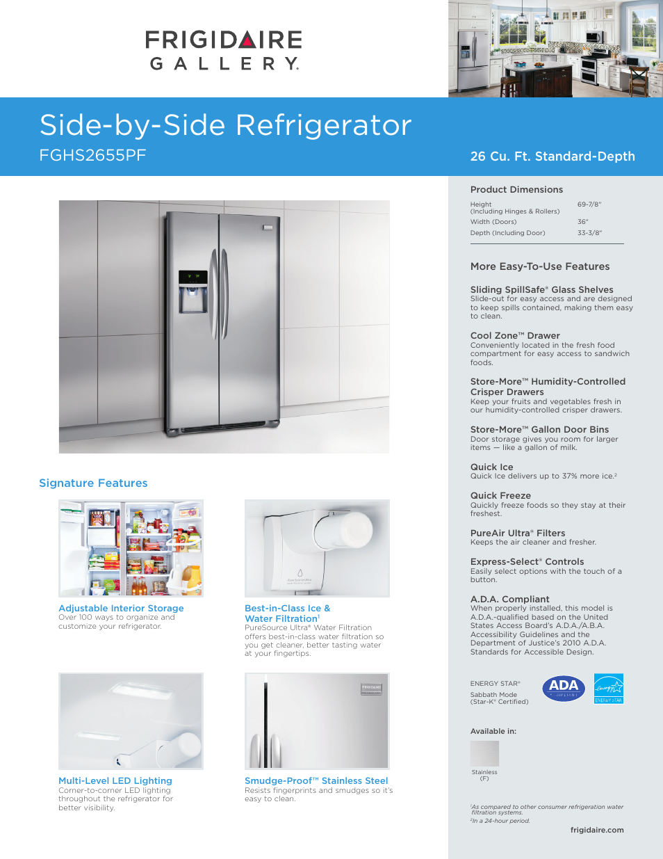 FRIGIDAIRE FGHS2655PF User Manual | 4 pages