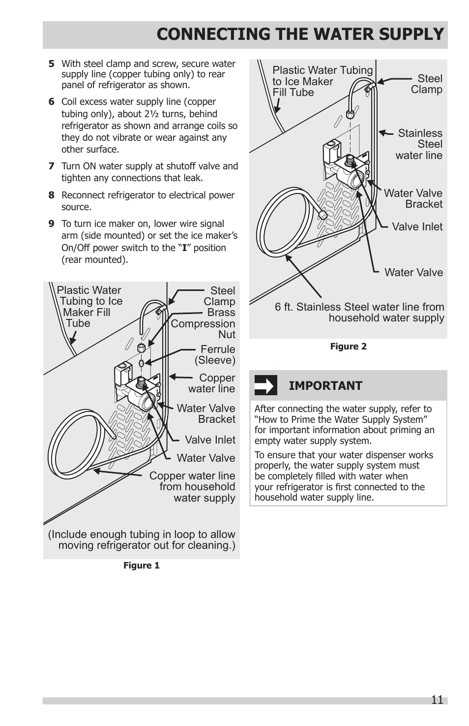 Connecting the water supply | FRIGIDAIRE FGHC2331PF User Manual | Page 11 / 32