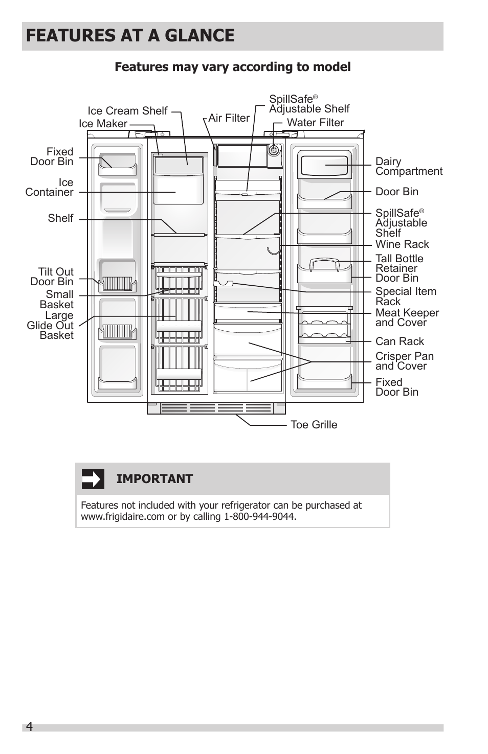Features at a glance | FRIGIDAIRE FGHC2331PF User Manual | Page 4 / 32