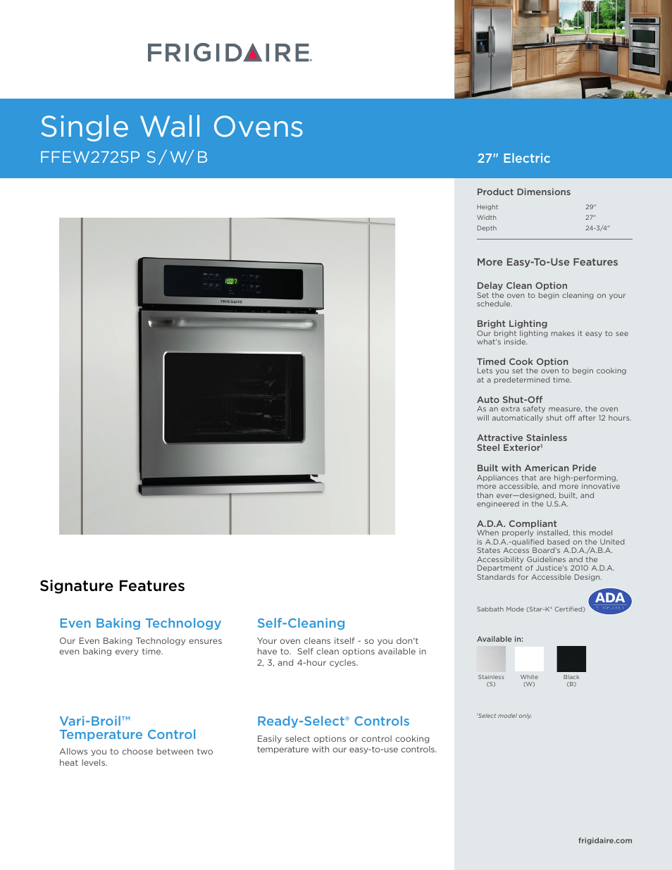 FRIGIDAIRE FFEW2725PB User Manual | 7 pages