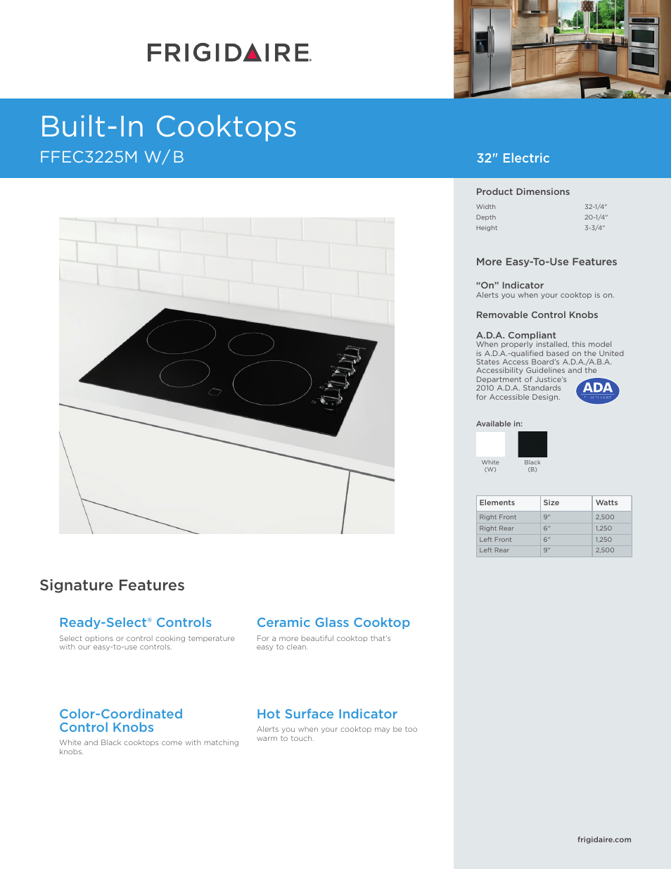 FRIGIDAIRE FFEC3225MB User Manual | 5 pages