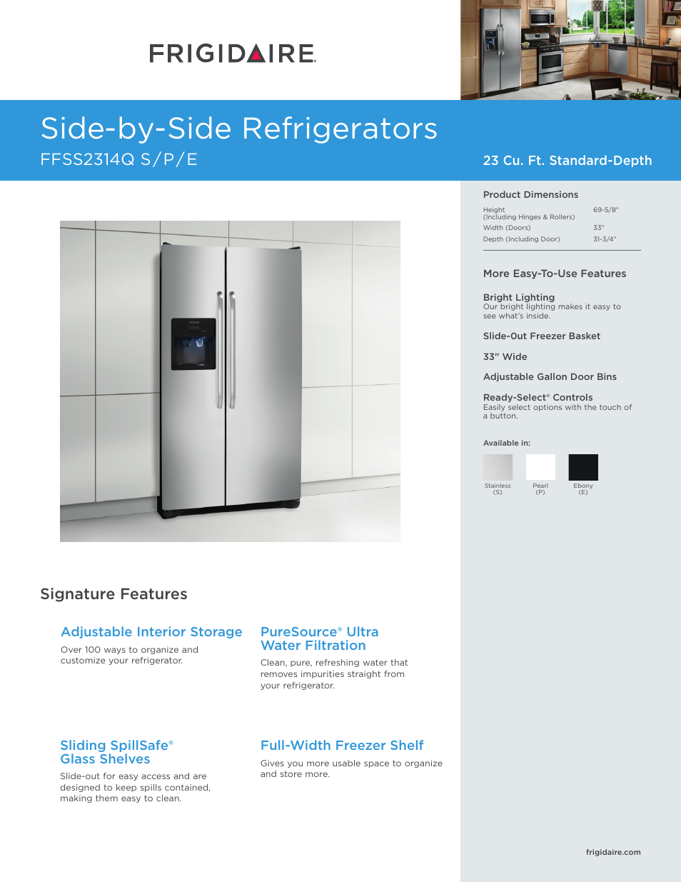 FRIGIDAIRE FFSS2314QP User Manual | 4 pages