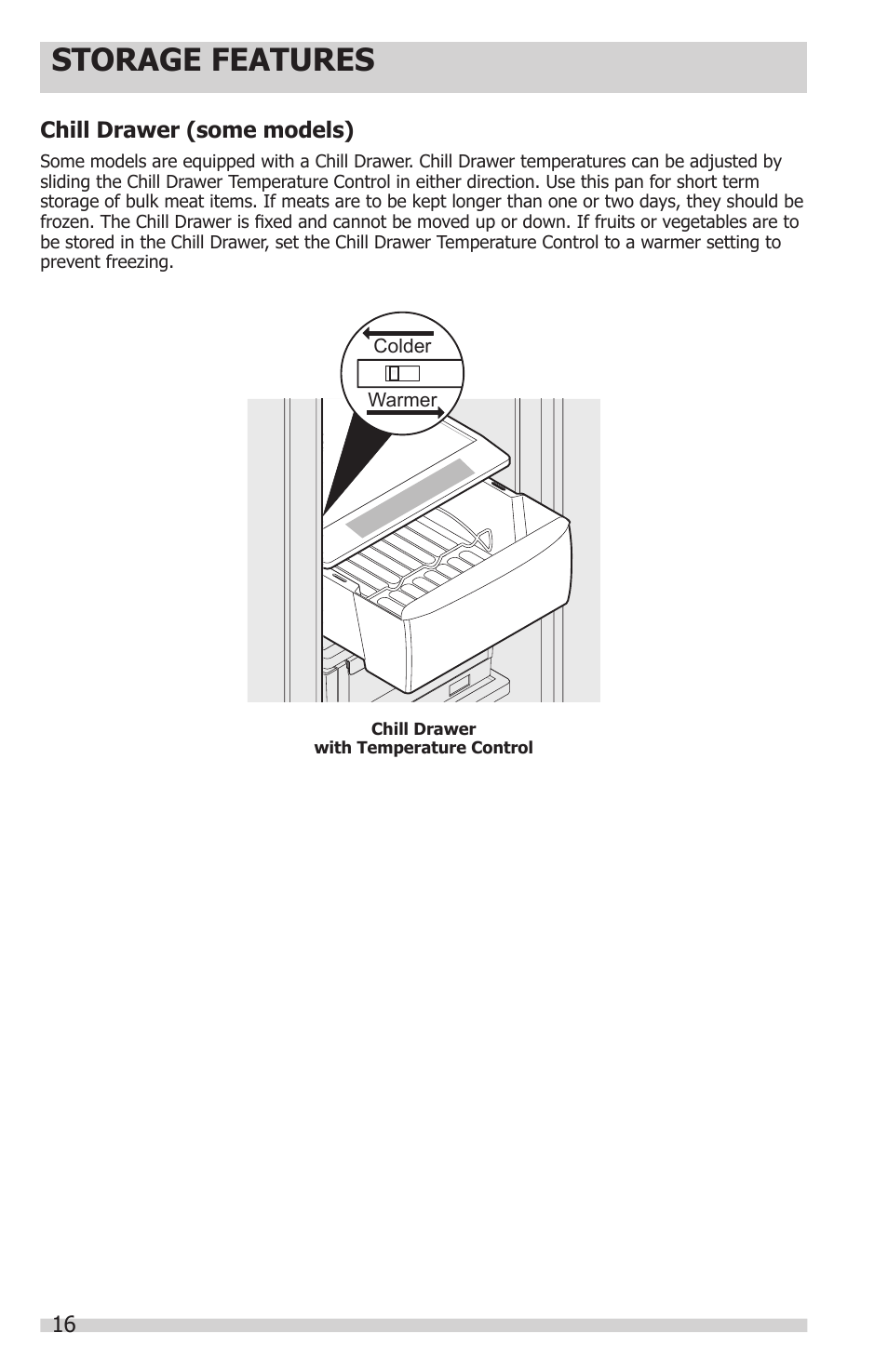 Storage features | FRIGIDAIRE FPHS2399PF User Manual | Page 16 / 32