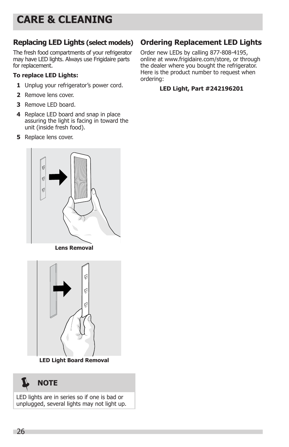 Care & cleaning | FRIGIDAIRE FPHS2399PF User Manual | Page 26 / 32