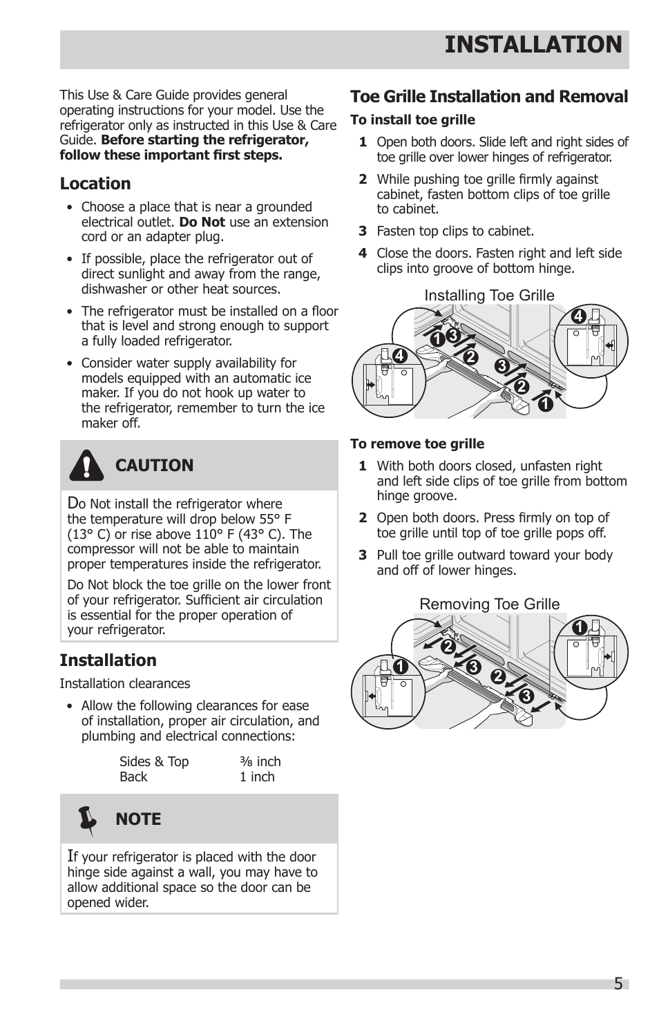 Installation | FRIGIDAIRE FPHS2399PF User Manual | Page 5 / 32