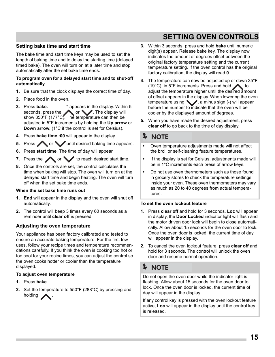 15 setting oven controls | FRIGIDAIRE FFGS3025PS User Manual | Page 15 / 25
