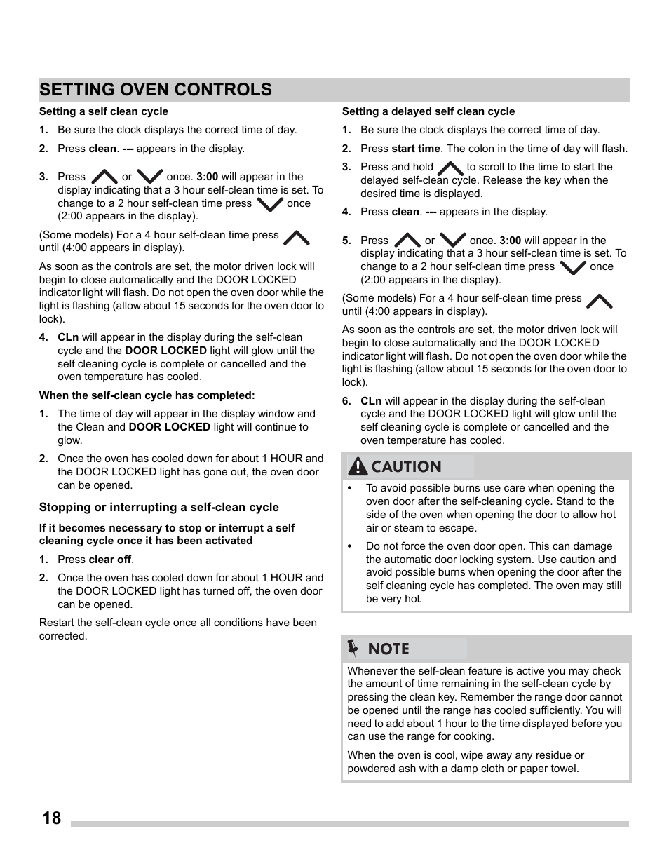 18 setting oven controls | FRIGIDAIRE FFGS3025PS User Manual | Page 18 / 25