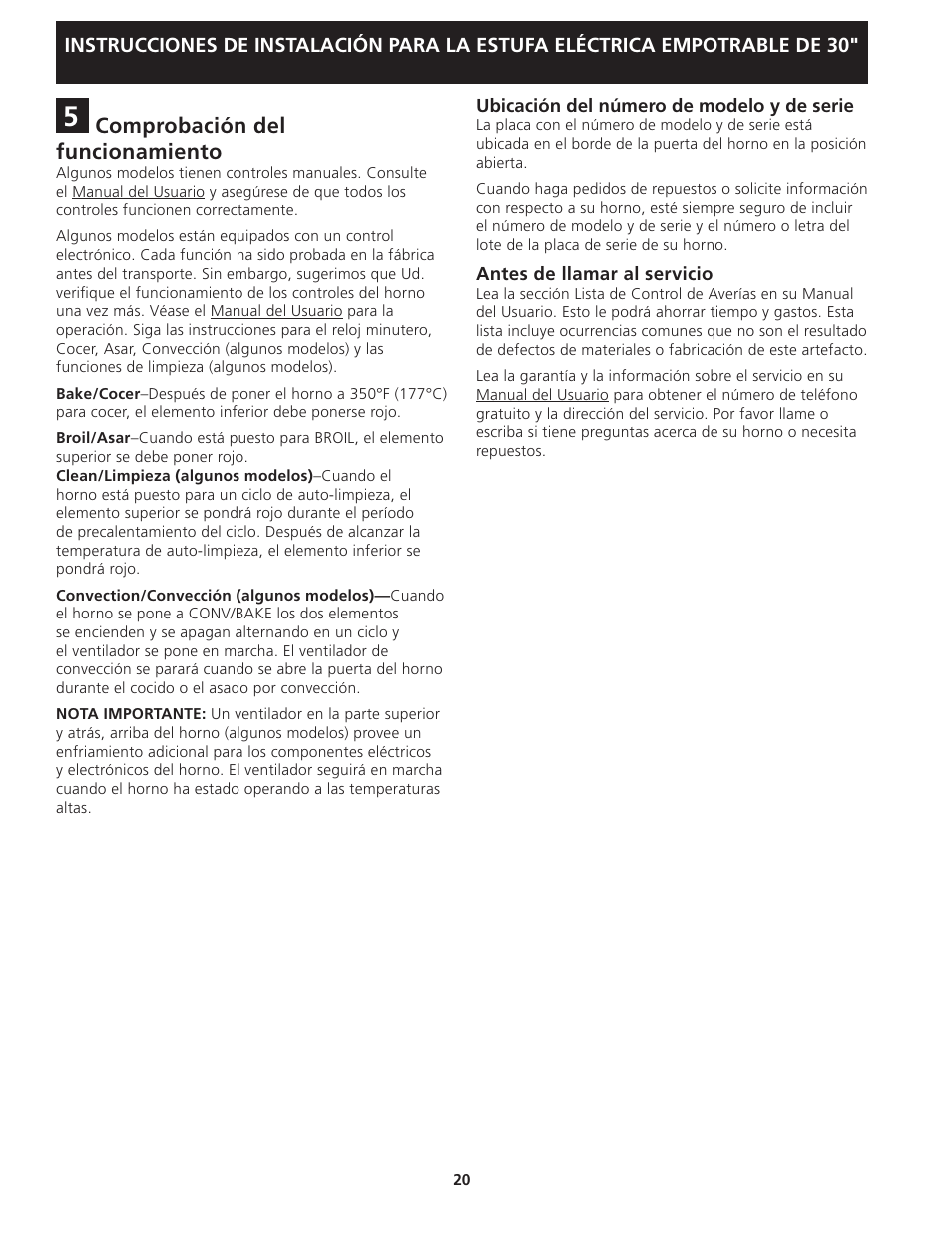 FRIGIDAIRE FFED3025LW User Manual | Page 20 / 20