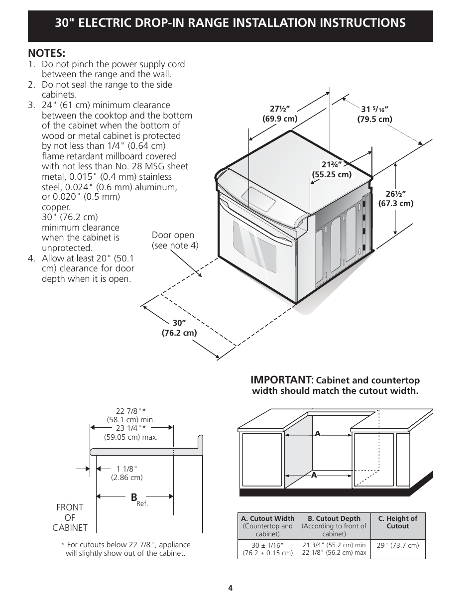 Important | FRIGIDAIRE FFED3025PW User Manual | Page 4 / 20