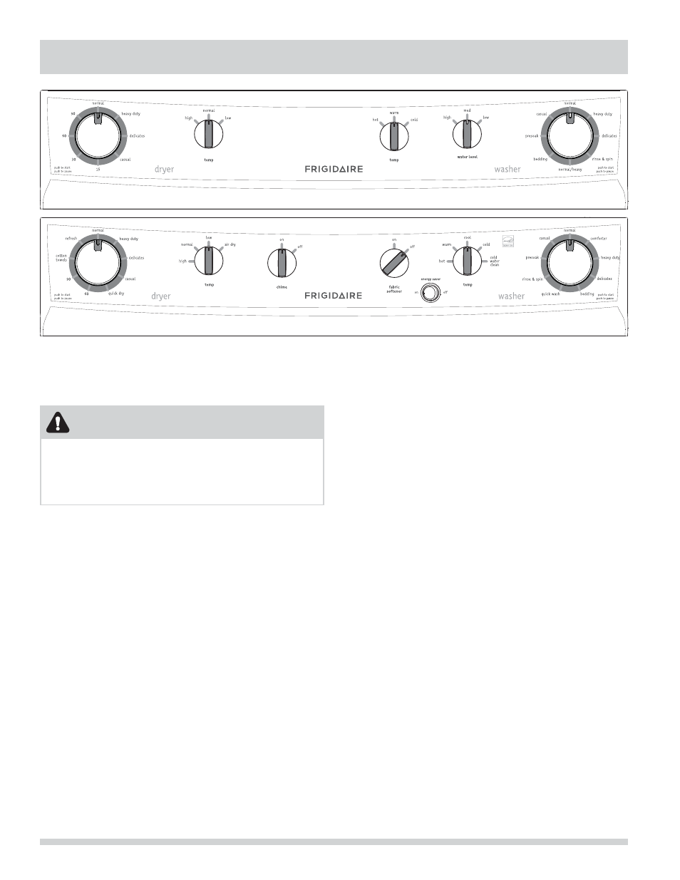 Dryer operating instructions, Warning | FRIGIDAIRE FFLG1011MW User Manual | Page 16 / 22