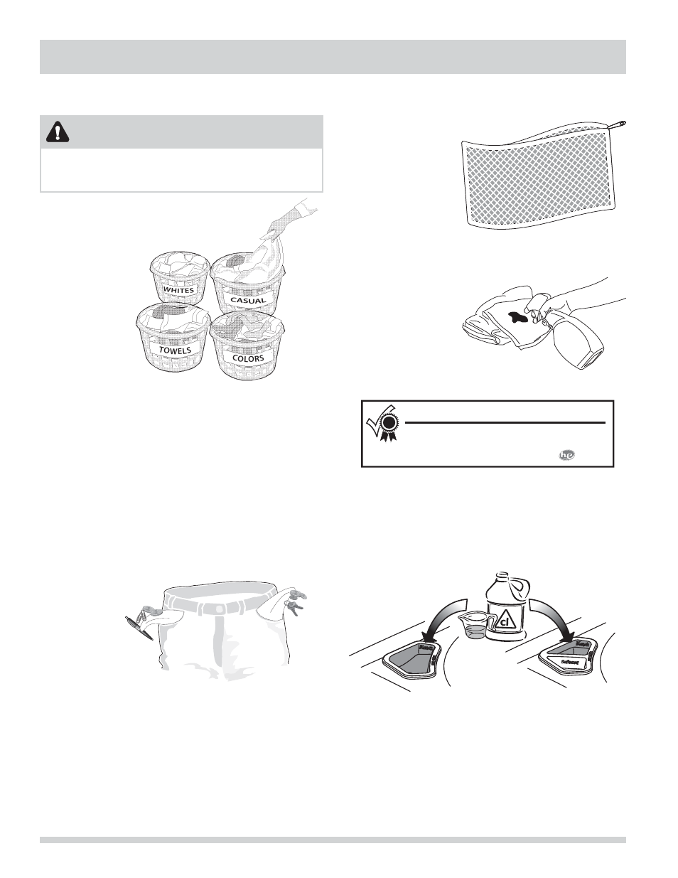 Washer operating instructions, Warning | FRIGIDAIRE FFLG1011MW User Manual | Page 6 / 22