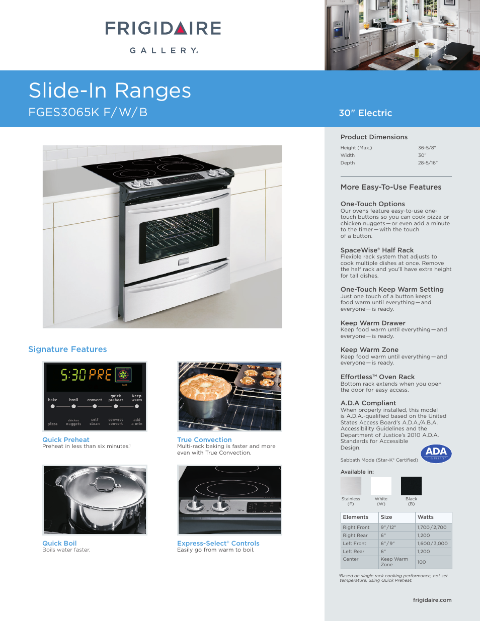FRIGIDAIRE FGES3065KB User Manual | 7 pages
