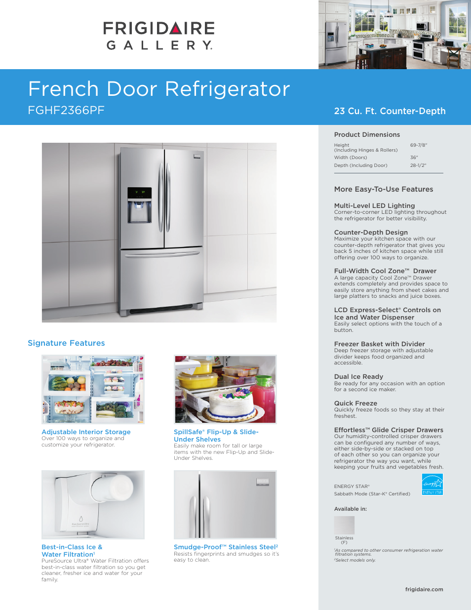 FRIGIDAIRE FGHF2366PF User Manual | 4 pages