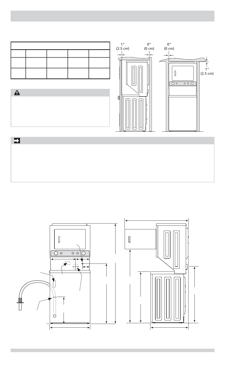 Installation requirements, Important, Warning | Laundry center dimensions, Clearance requirements | FRIGIDAIRE FFLG2022MW User Manual | Page 10 / 64