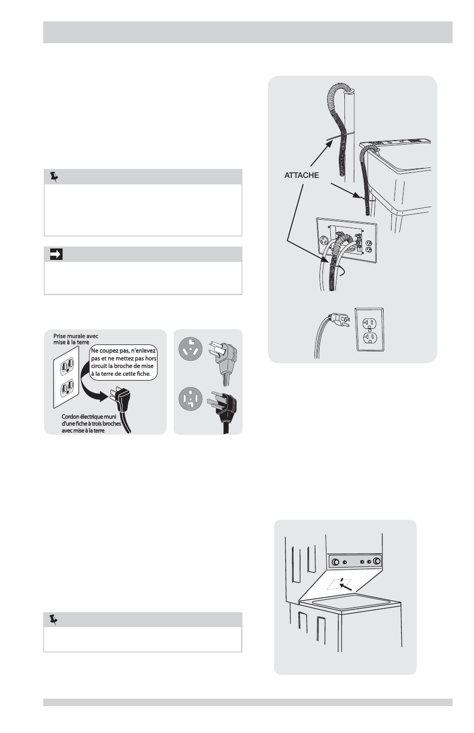 Instructions d’installation, Remarque, Important | FRIGIDAIRE FFLG2022MW User Manual | Page 39 / 64