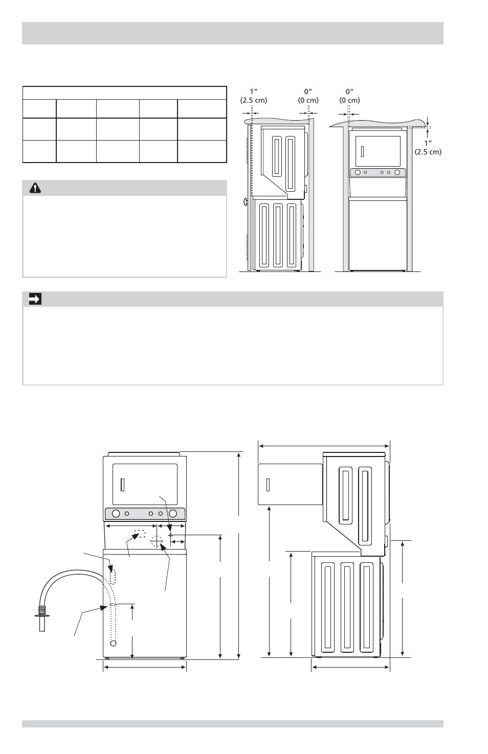 Requisitos de instalación, Advertencia, Importante | Dimensiones de la centro de lavandera, Requisitos de despeje | FRIGIDAIRE FFLG2022MW User Manual | Page 50 / 64