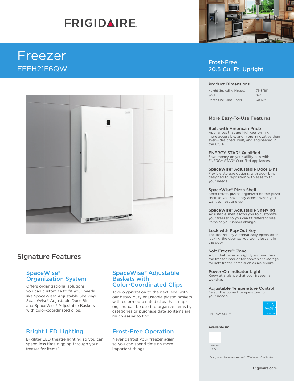 FRIGIDAIRE FFFH21F6QW User Manual | 3 pages