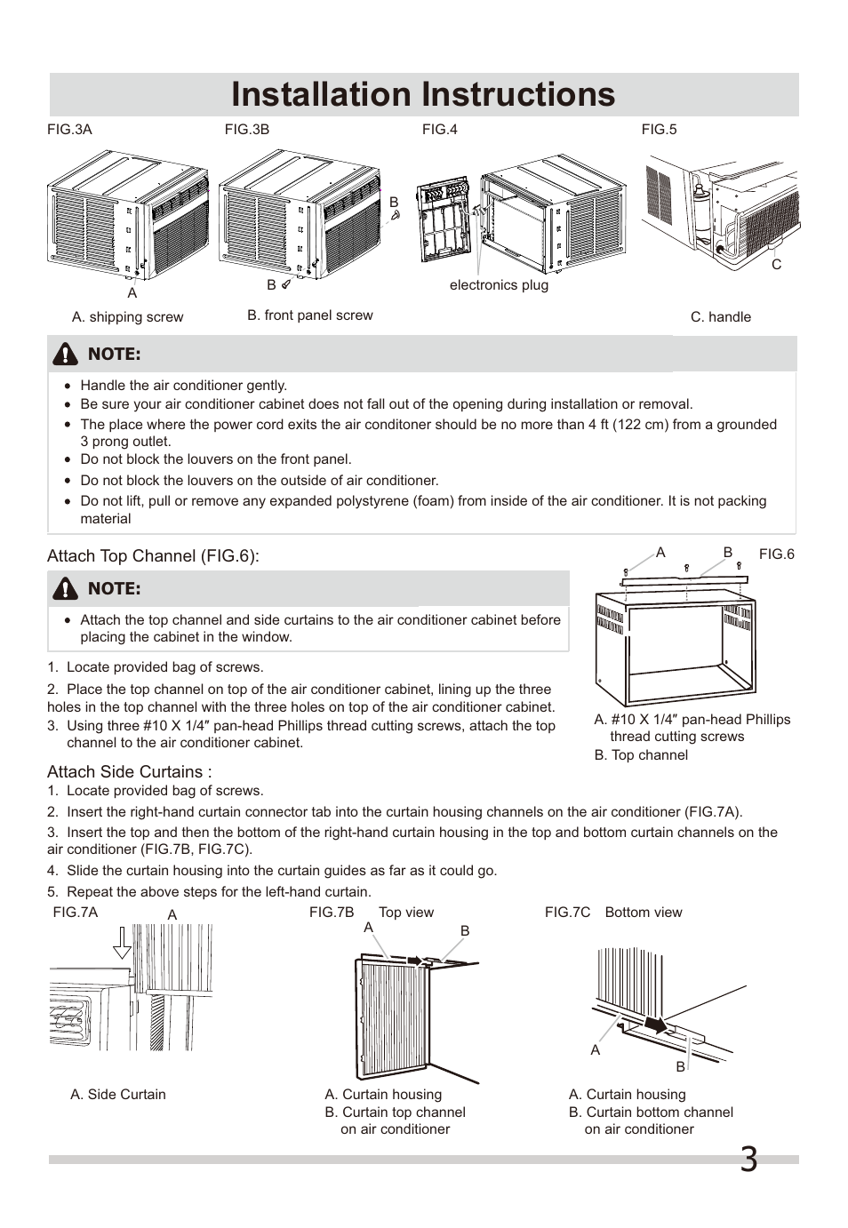 3installation instructions | FRIGIDAIRE FFRH0822Q1 User Manual | Page 3 / 6