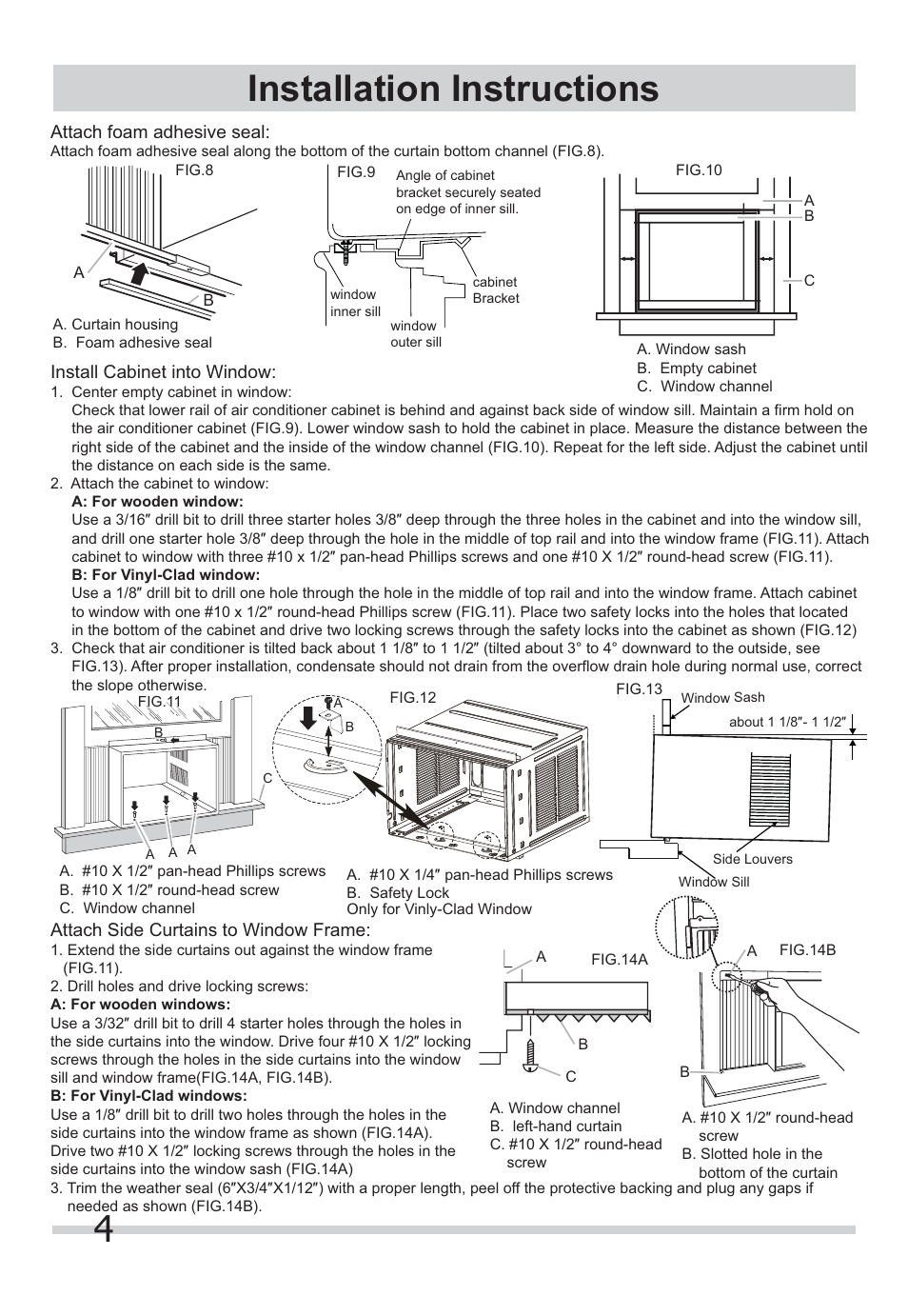 4installation instructions | FRIGIDAIRE FFRH0822Q1 User Manual | Page 4 / 6