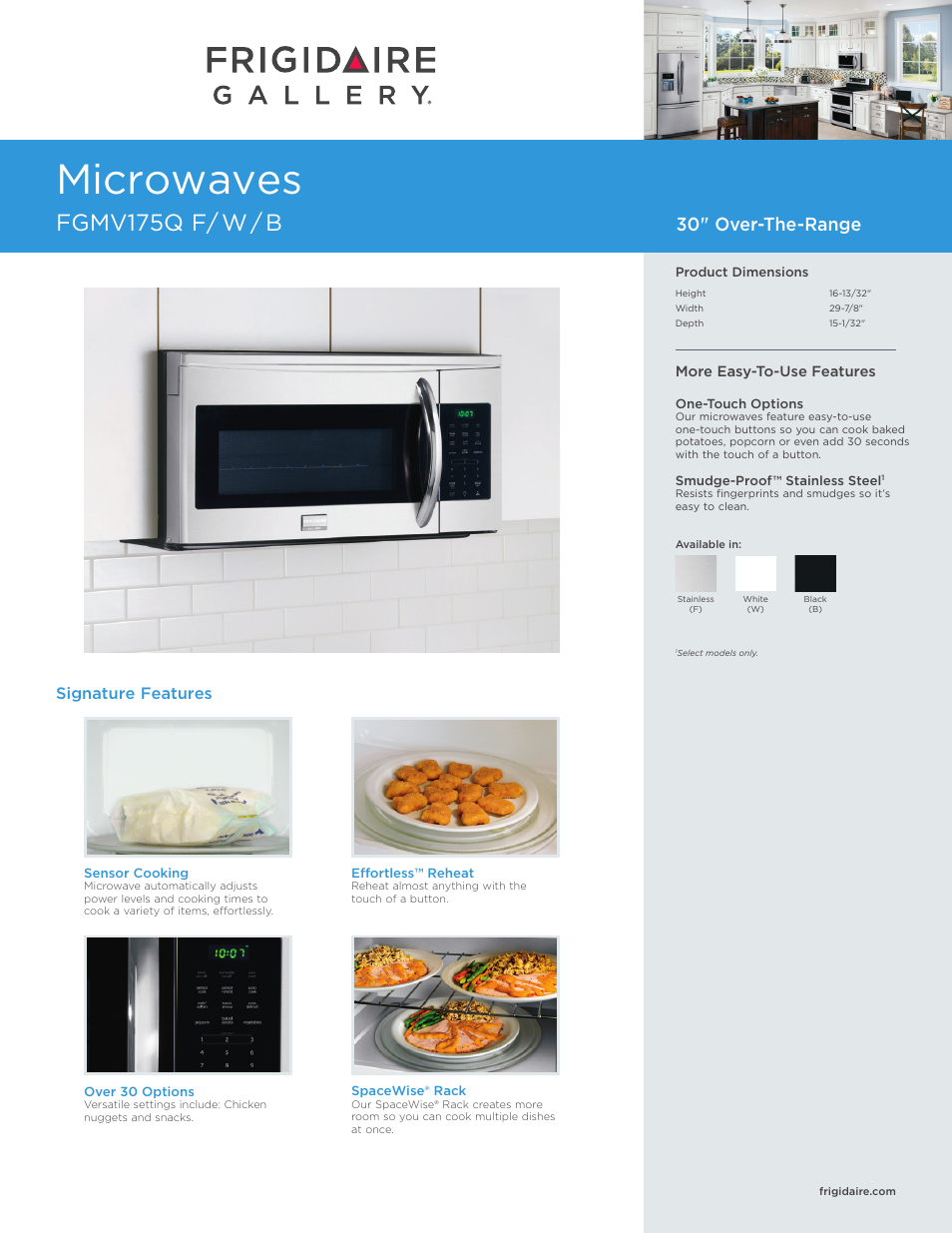 FRIGIDAIRE FGMV175QB User Manual | 7 pages