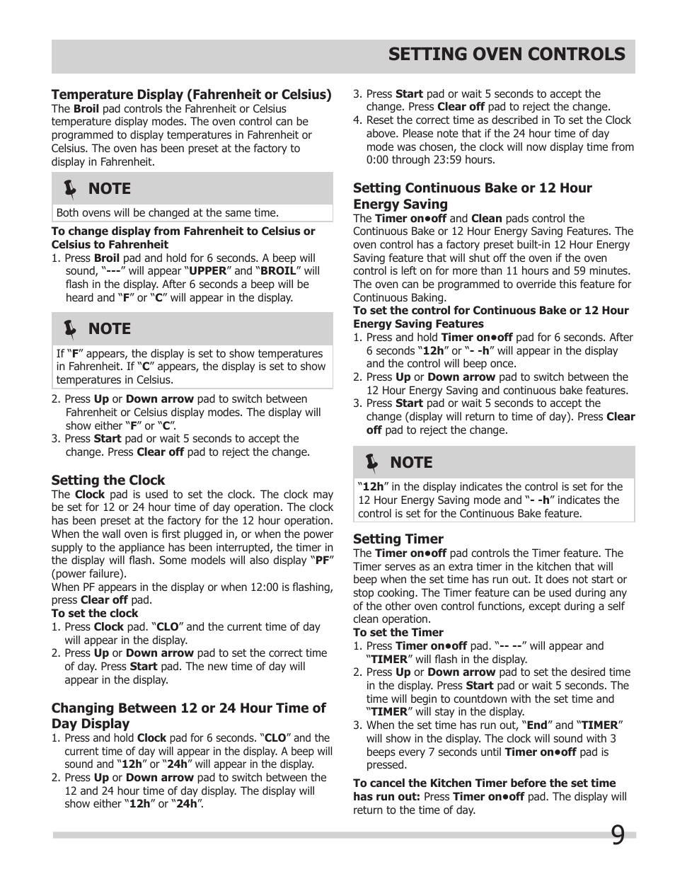 Setting oven controls | FRIGIDAIRE FFET3025LS User Manual | Page 9 / 20