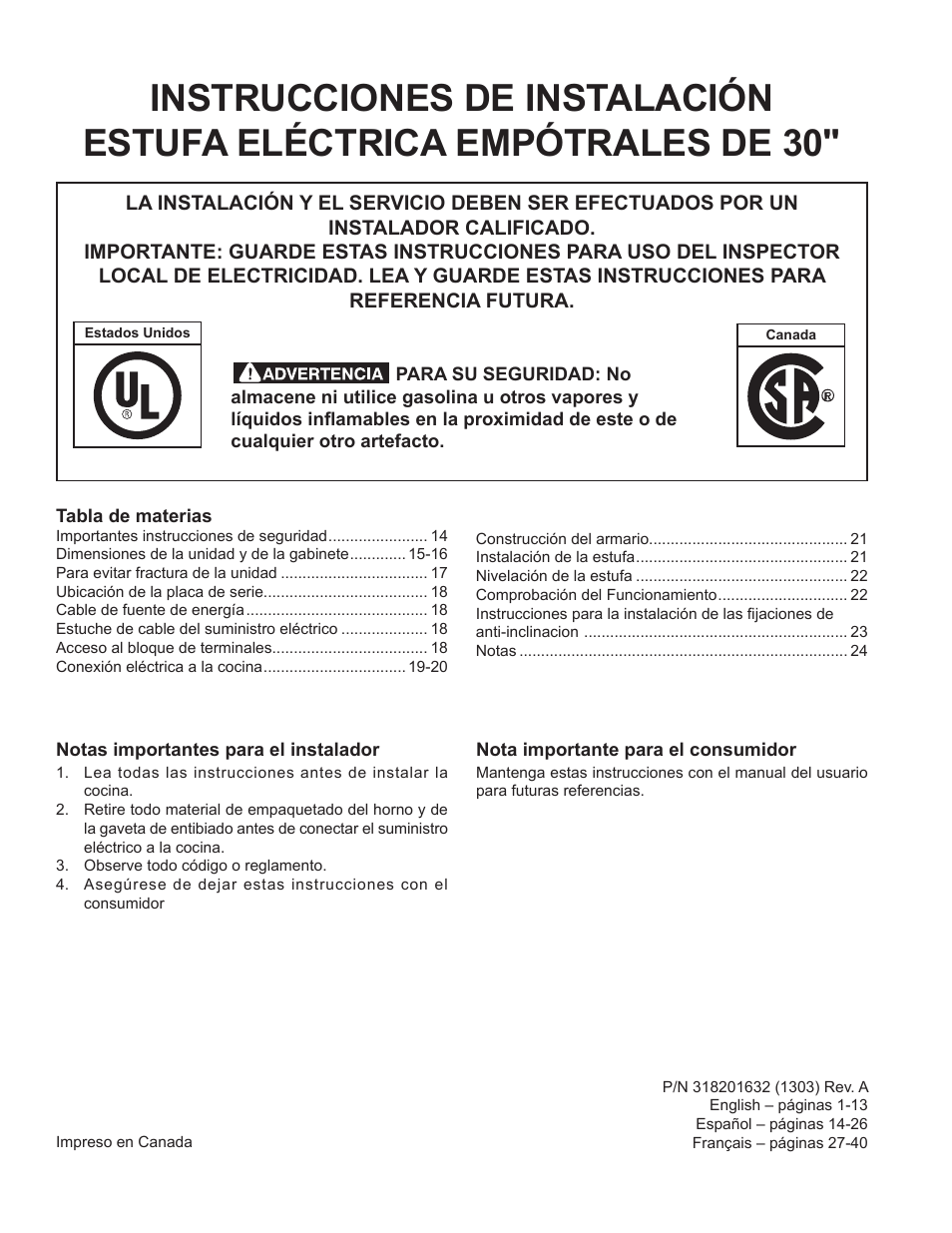 FRIGIDAIRE FFES3025PW User Manual | Page 14 / 40