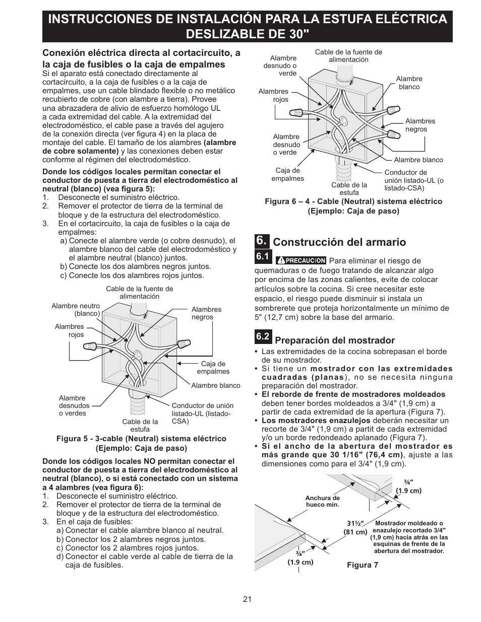 Construcción del armario | FRIGIDAIRE FFES3025PW User Manual | Page 21 / 40