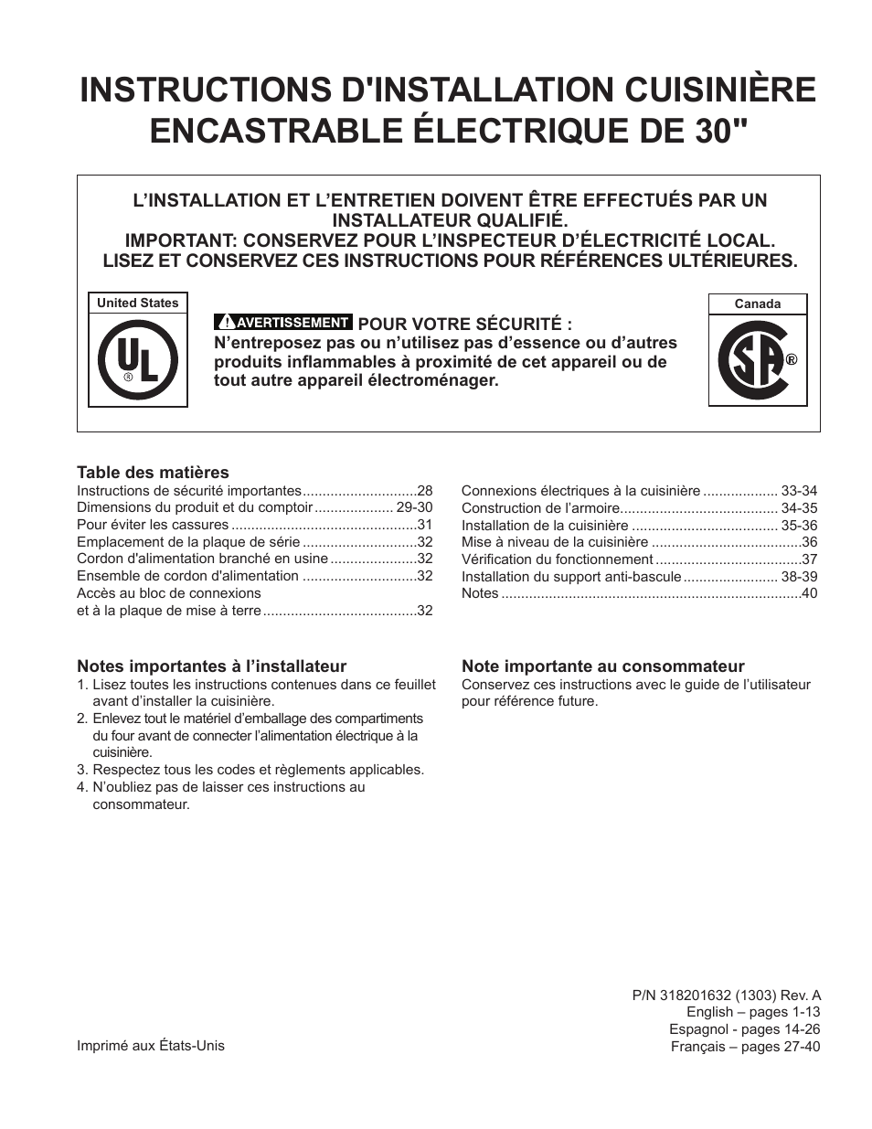 FRIGIDAIRE FFES3025PW User Manual | Page 27 / 40