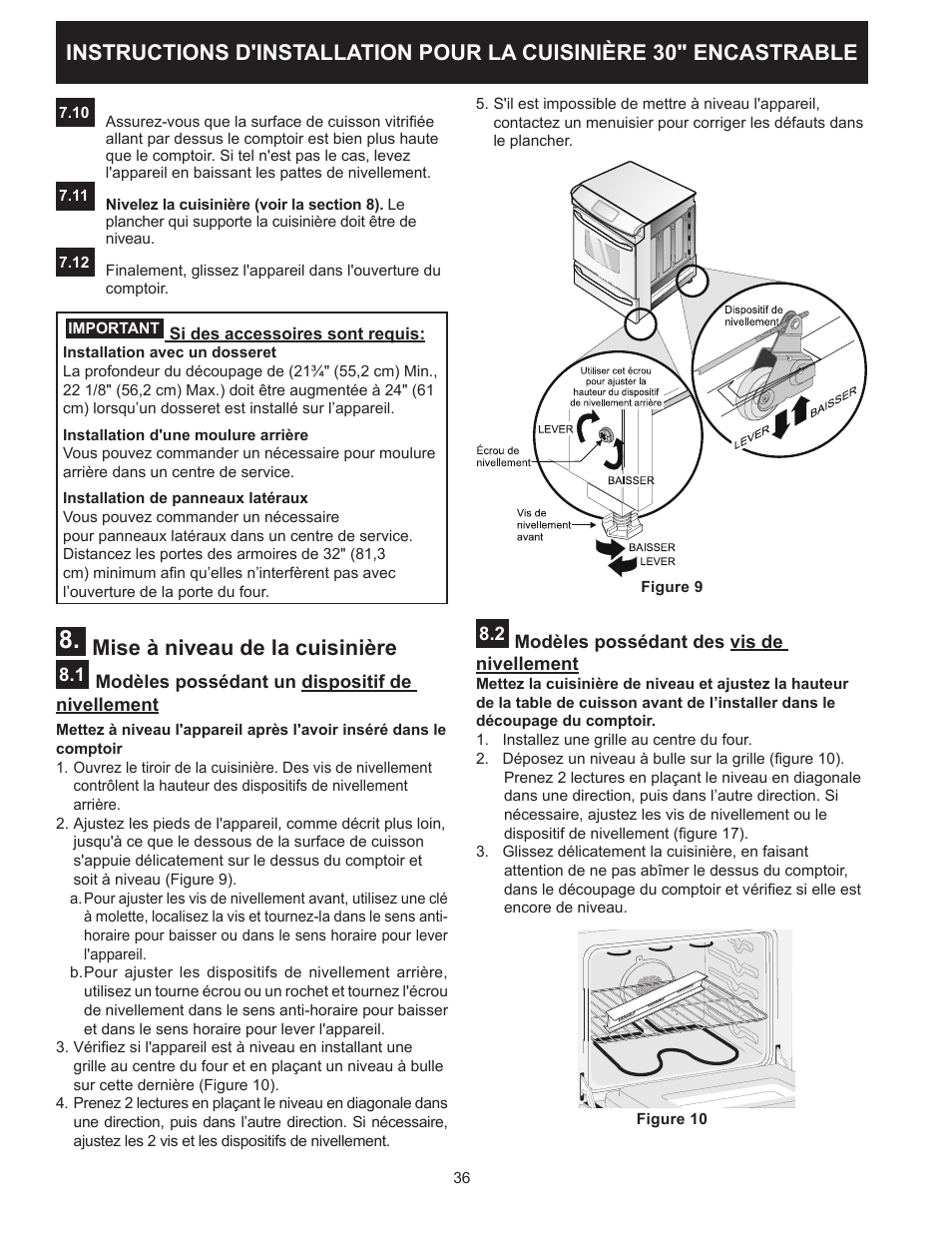 Mise à niveau de la cuisinière | FRIGIDAIRE FFES3025PW User Manual | Page 36 / 40