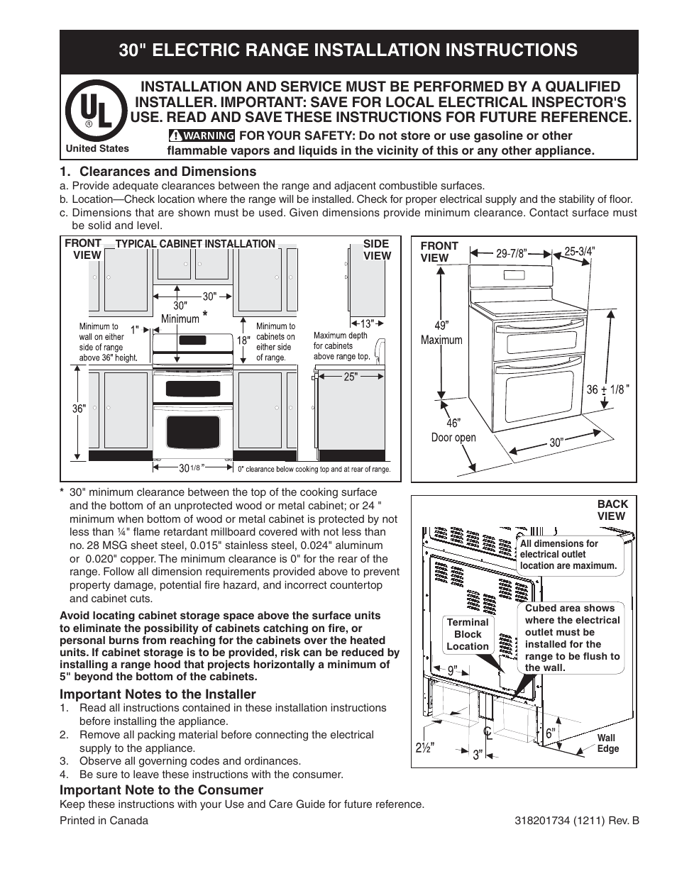 FRIGIDAIRE FGEF300DNB User Manual | 12 pages