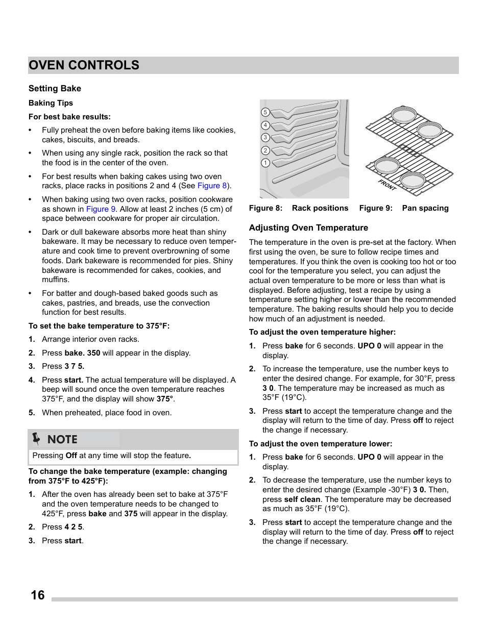 16 oven controls | FRIGIDAIRE FGGS3065PF User Manual | Page 16 / 35