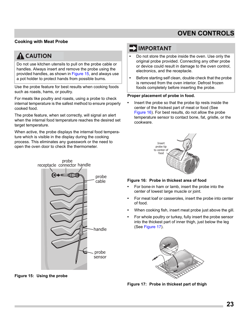 23 oven controls, Caution, Important | FRIGIDAIRE FGGS3065PF User Manual | Page 23 / 35