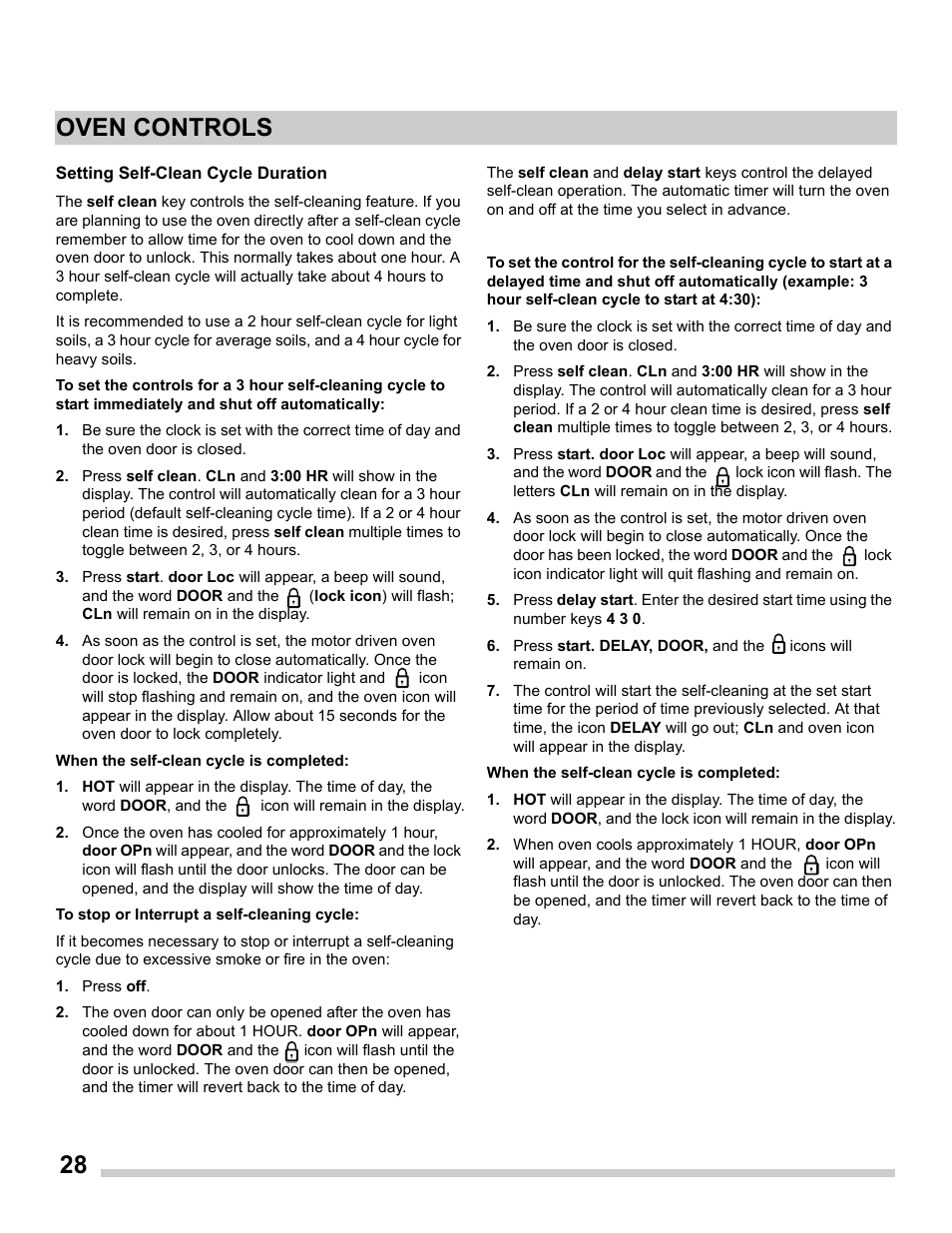 28 oven controls | FRIGIDAIRE FGGS3065PF User Manual | Page 28 / 35