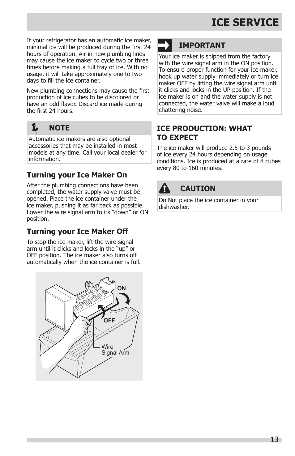 Ice service | FRIGIDAIRE FFHT1831QE User Manual | Page 13 / 23