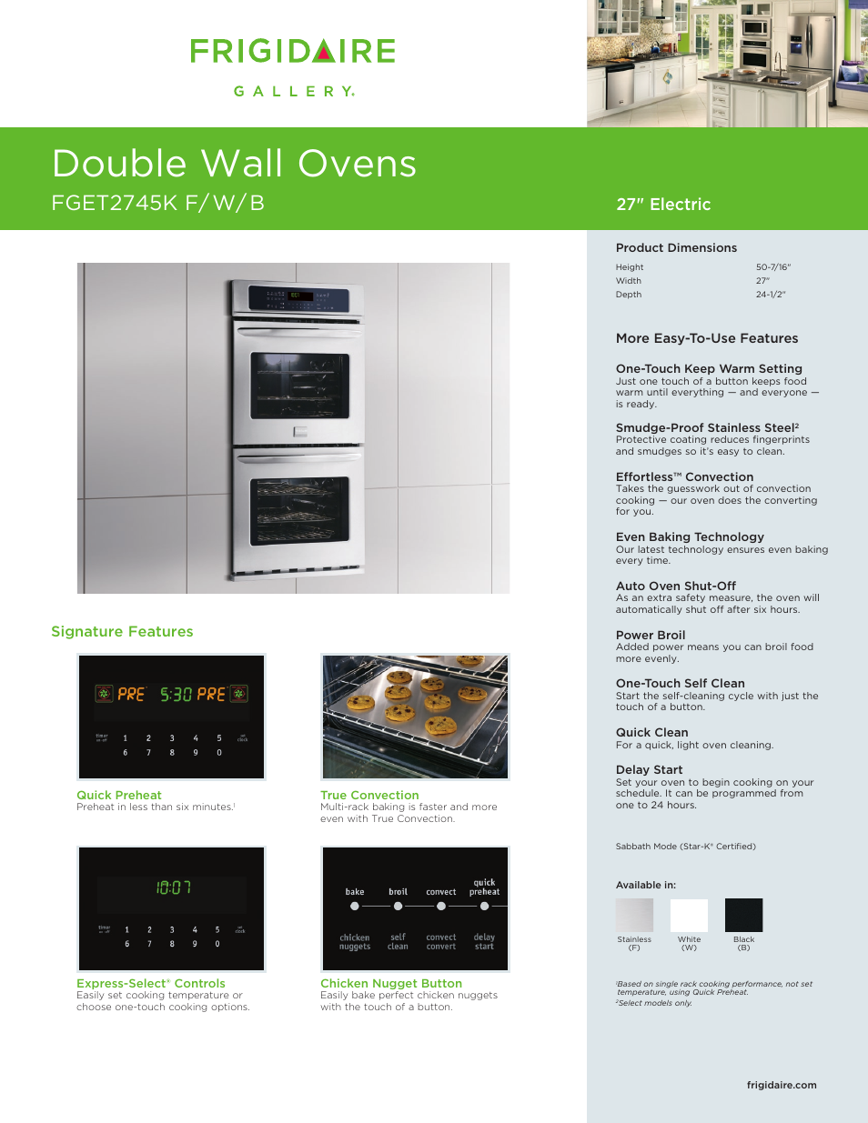 FRIGIDAIRE FGET2745KW User Manual | 6 pages