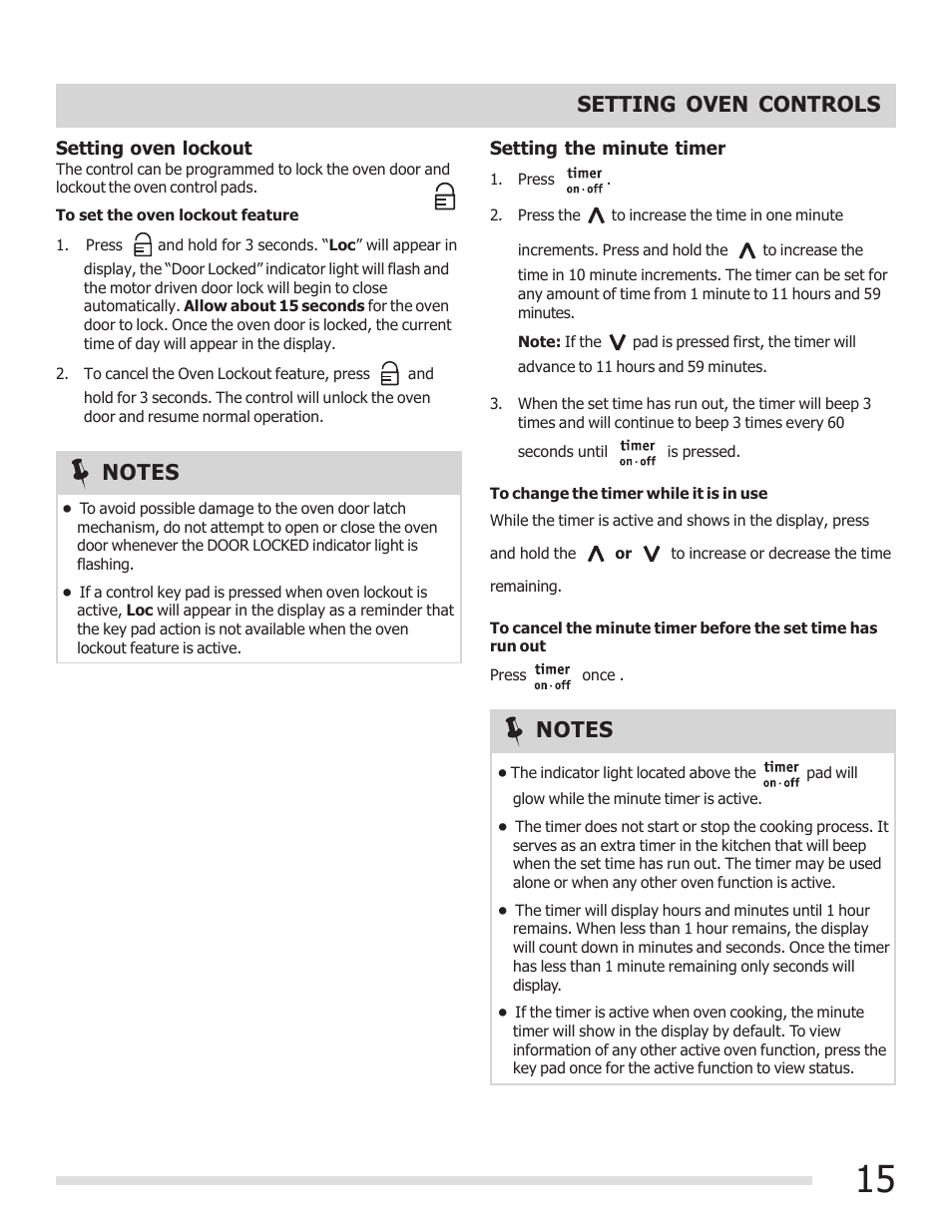 Setting oven controls | FRIGIDAIRE FGEF3030PF User Manual | Page 15 / 32