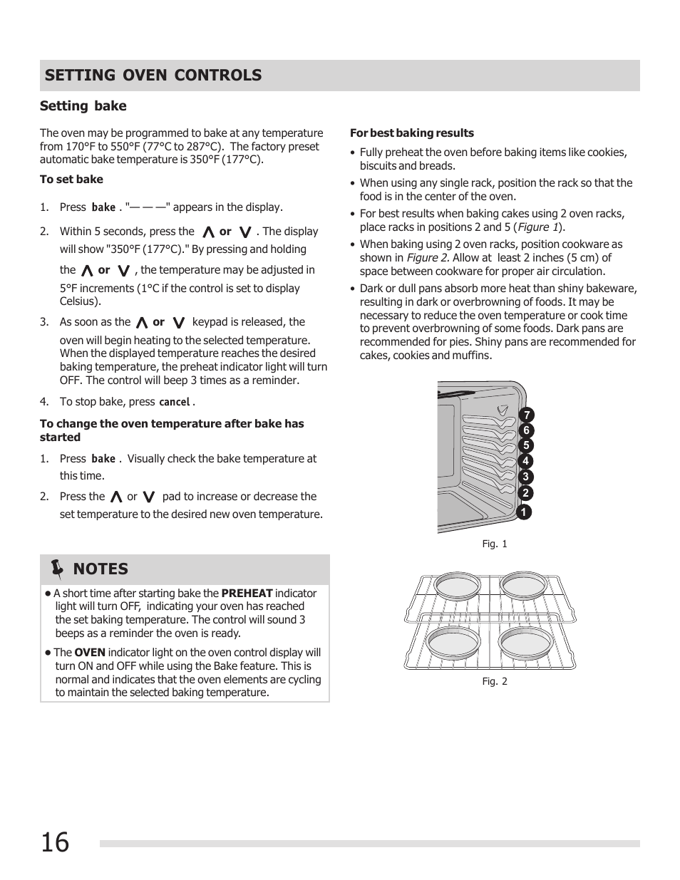 Setting oven controls | FRIGIDAIRE FGEF3030PF User Manual | Page 16 / 32