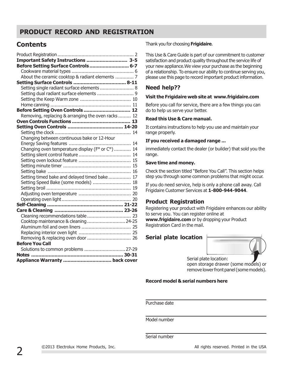 FRIGIDAIRE FGEF3030PF User Manual | Page 2 / 32
