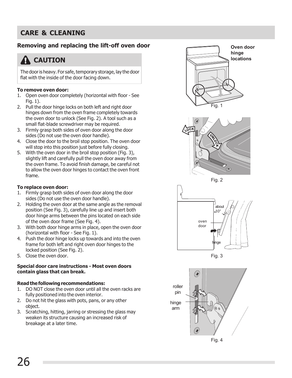Care & cleaning, Caution | FRIGIDAIRE FGEF3030PF User Manual | Page 26 / 32