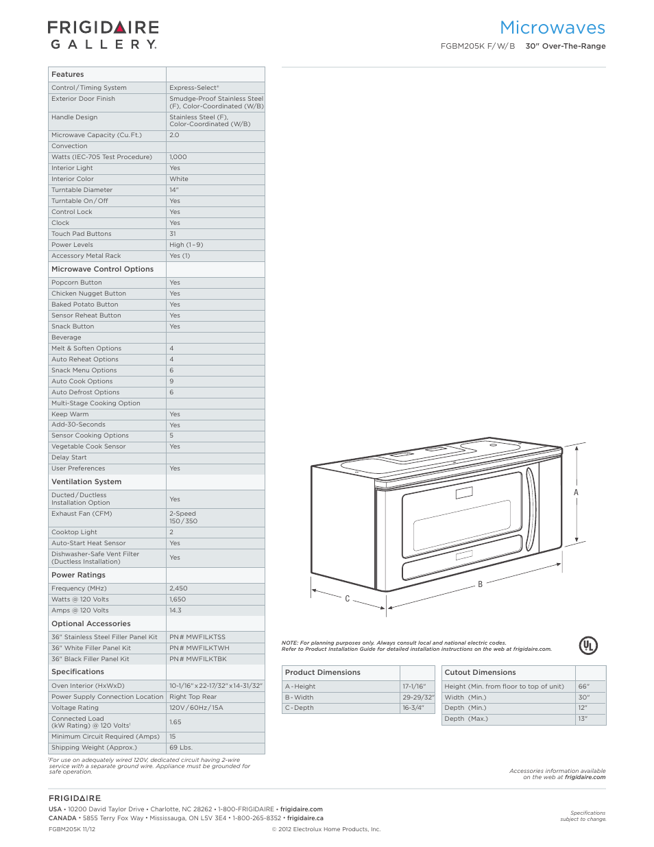 Microwaves | FRIGIDAIRE FGBM205KB User Manual | Page 2 / 7