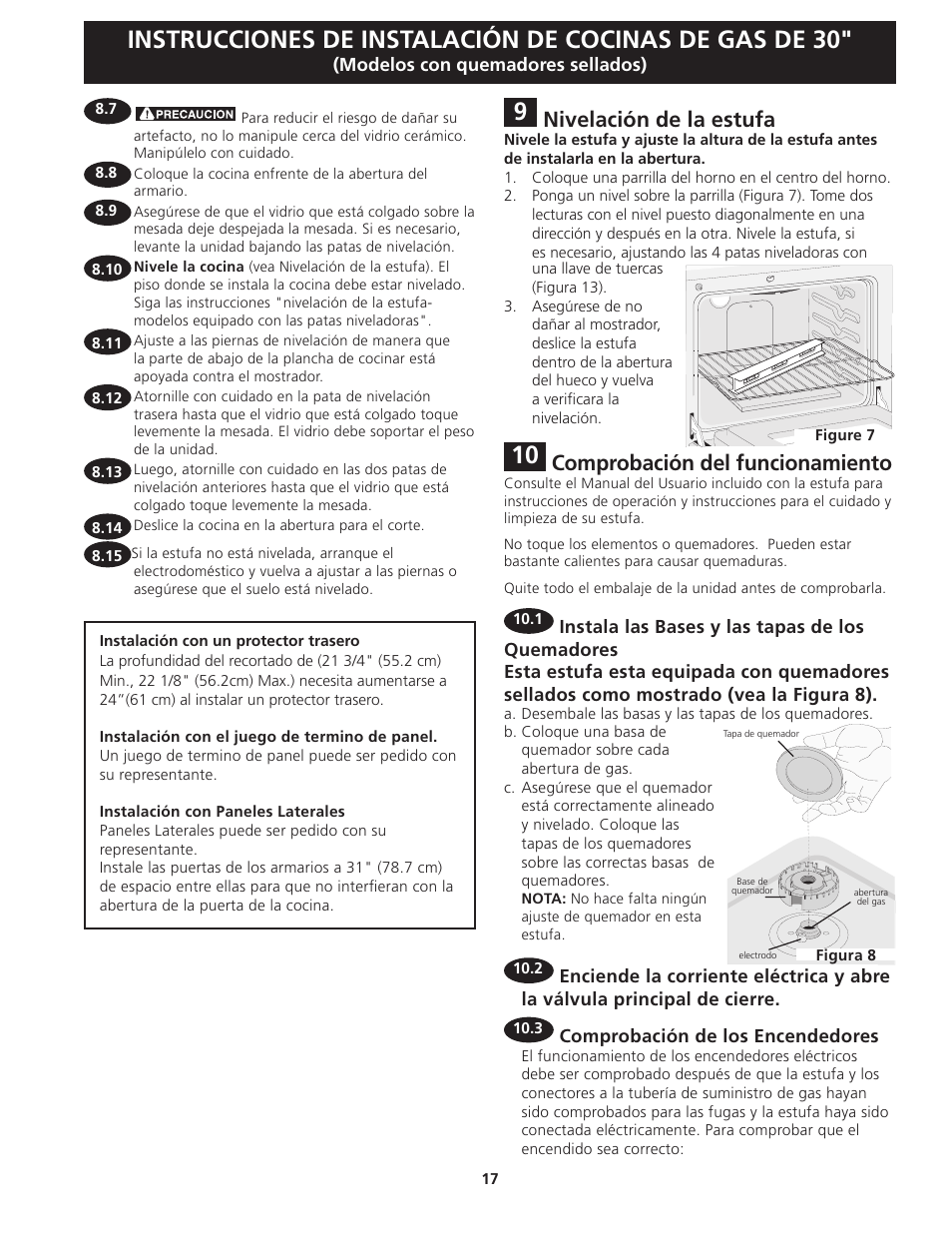 Comprobación del funcionamiento, Nivelación de la estufa | FRIGIDAIRE FFGS3025LS User Manual | Page 17 / 32
