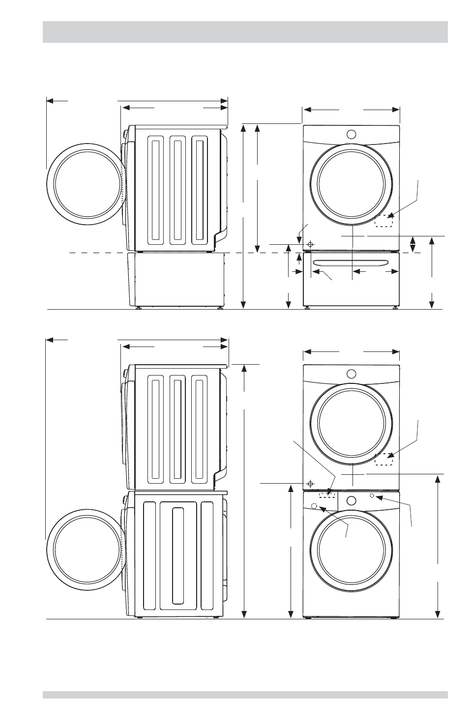 Exigences d’installation, Dimensions de sécheuse | FRIGIDAIRE FFSE5115PA User Manual | Page 35 / 76