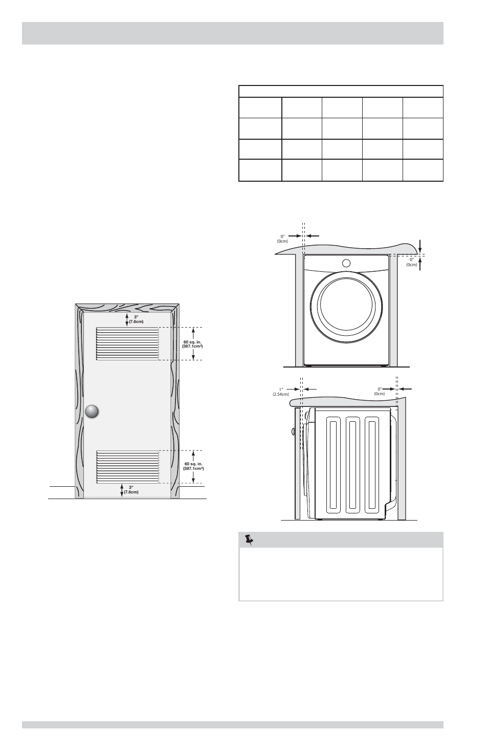 Requisitos de instalación, Nota | FRIGIDAIRE FFSE5115PA User Manual | Page 58 / 76