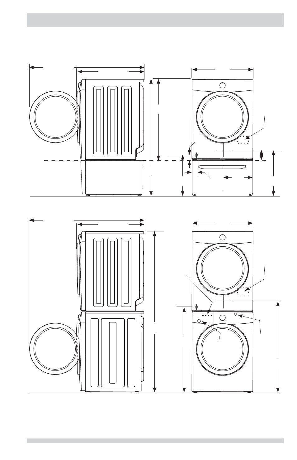 Requisitos de instalación, Dimensiones de la secadora | FRIGIDAIRE FFSE5115PA User Manual | Page 59 / 76