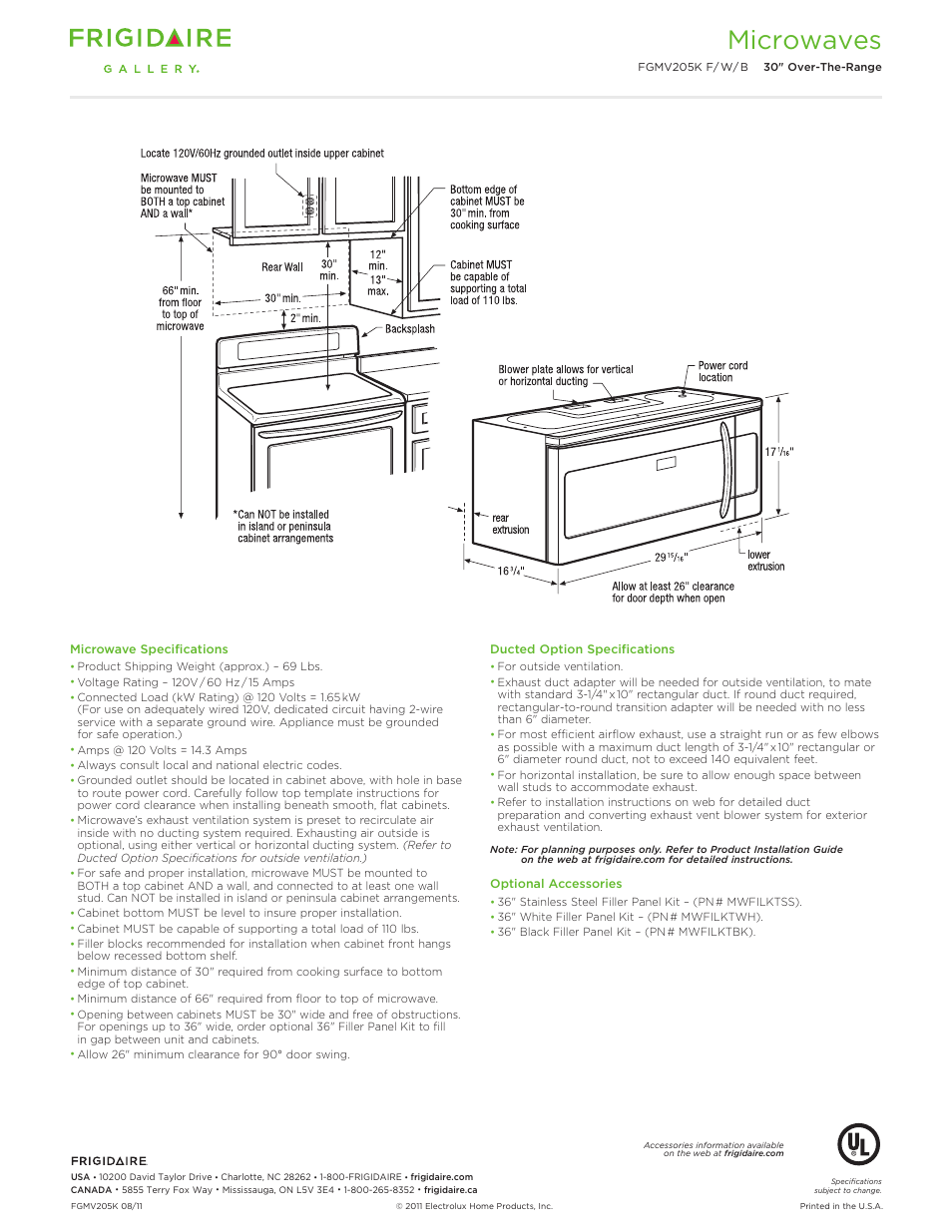 Microwaves | FRIGIDAIRE FGMV205KF User Manual | Page 3 / 5