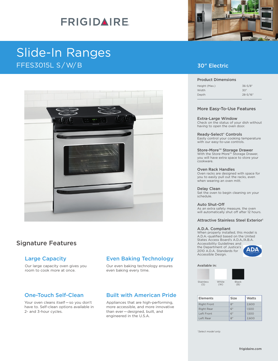 FRIGIDAIRE FFES3015LW User Manual | 7 pages
