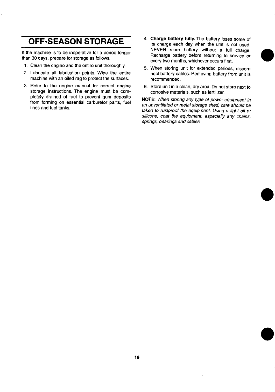 Off-season storage | Bolens 13AG678G022 User Manual | Page 18 / 24