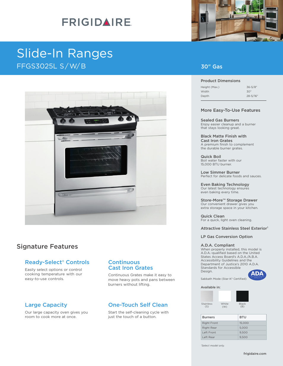 FRIGIDAIRE FFGS3025LS User Manual | 7 pages