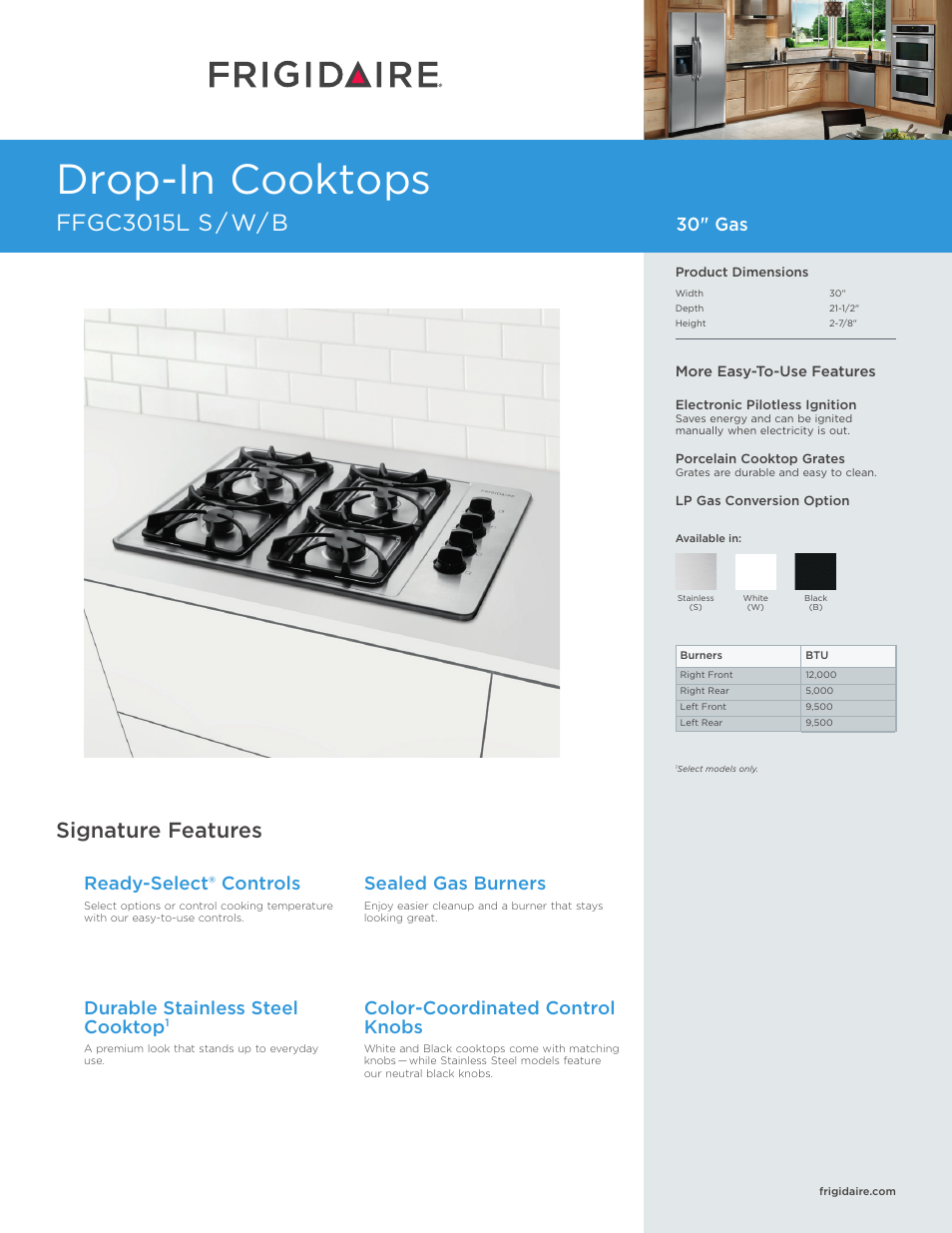 FRIGIDAIRE FFGC3015LS User Manual | 5 pages