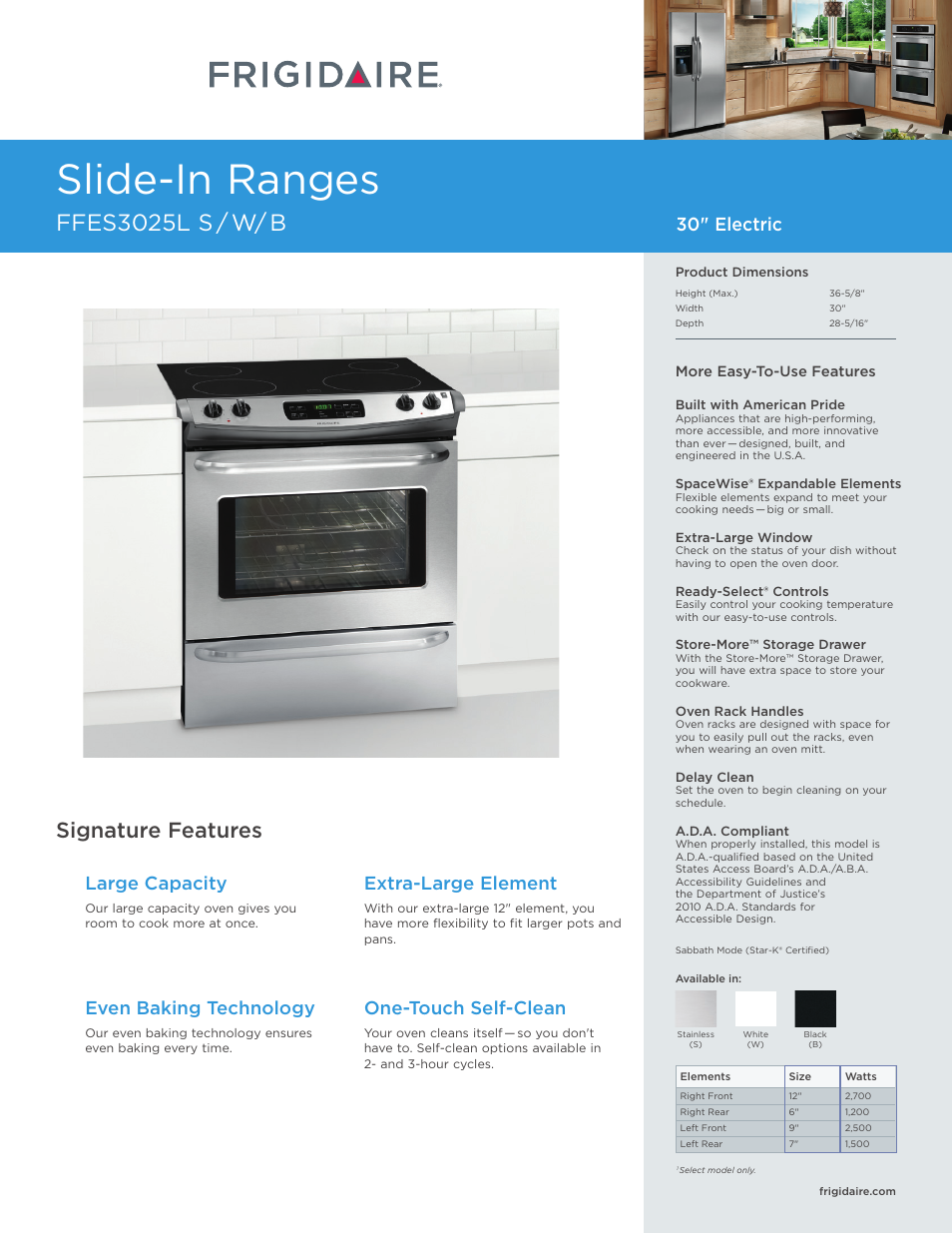 FRIGIDAIRE FFES3025LB User Manual | 7 pages